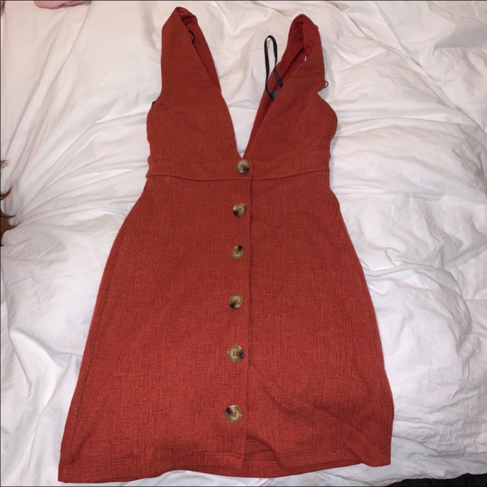 Deep v button down dress